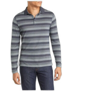 Robert Barakett Cota Stripe Long Sleeve Cotton Polo XXL NWOT